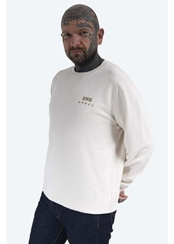 Edwin bluza bawełniana Base Crew męska kolor biały z nadrukiem I025854.WHW67-Cream ze sklepu PRM w kategorii Bluzy męskie - zdjęcie 161414366