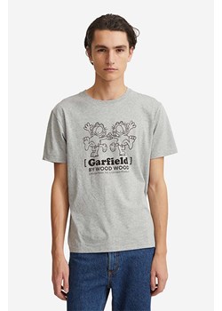 Wood Wood t-shirt bawełniany Ace x Garfield kolor szary z nadrukiem 30045701.2222-GREYMEL ze sklepu PRM w kategorii T-shirty męskie - zdjęcie 161414896