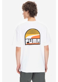 Puma t-shirt bawełniany kolor biały z nadrukiem 539158.52-BIALY ze sklepu PRM w kategorii T-shirty męskie - zdjęcie 161414925