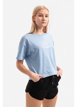 Alpha Industries t-shirt bawełniany Basic T COS ML Foil Print Wmn kolor niebieski 106062.513-NIEBIESKI ze sklepu PRM w kategorii Bluzki damskie - zdjęcie 161417199