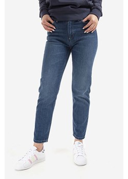 Carhartt WIP jeansy Page Carrot Ankle Pant damskie kolor granatowy high waist I027402.-BLUEDENIML ze sklepu PRM w kategorii Jeansy damskie - zdjęcie 161417799