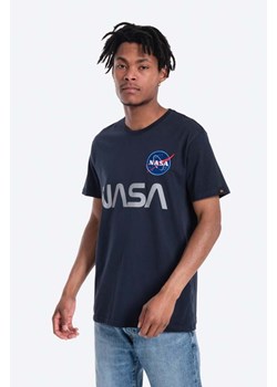 Alpha Industries t-shirt bawełniany NASA Reflective T kolor granatowy z nadrukiem 178501.07 ze sklepu PRM w kategorii T-shirty męskie - zdjęcie 161417879