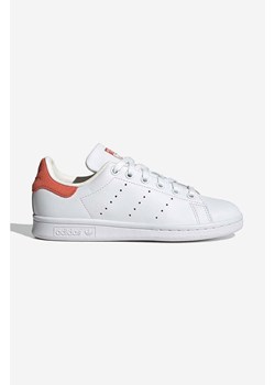 adidas Originals sneakersy skórzane HQ1855 Stan Smith J kolor biały ze sklepu PRM w kategorii Buty sportowe damskie - zdjęcie 161418226