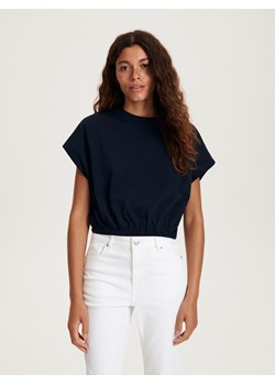 Reserved - Bawełniany t-shirt - granatowy ze sklepu Reserved w kategorii Bluzki damskie - zdjęcie 161421307