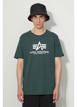 Alpha Industries t-shirt bawełniany Basic T-Shirt kolor zielony z nadrukiem 100501.610 ze sklepu PRM w kategorii T-shirty męskie - zdjęcie 161423799