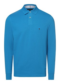 Tommy Hilfiger Męska koszulka polo Mężczyźni Bawełna cyjan jednolity ze sklepu vangraaf w kategorii T-shirty męskie - zdjęcie 161424237