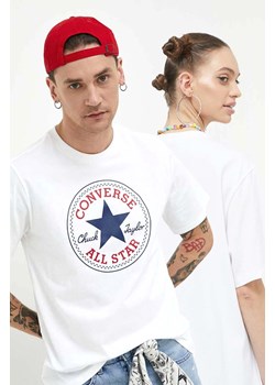 Converse t-shirt bawełniany kolor biały z nadrukiem 10025459.A03-WHITE ze sklepu ANSWEAR.com w kategorii Bluzki damskie - zdjęcie 161424576