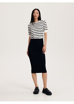 Reserved - Dzianinowa spódnica midi - czarny ze sklepu Reserved w kategorii Spódnice - zdjęcie 161440348