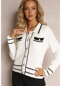 Biały Zapinany Kardigan z Wiskozy Muminah ze sklepu Renee odzież w kategorii Swetry damskie - zdjęcie 161442125