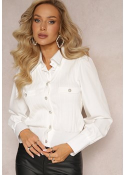 Biała Koszula z Ozdobnymi Guzikami i Kołnierzykiem Olisola ze sklepu Renee odzież w kategorii Koszule damskie - zdjęcie 161442135