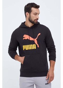 Puma bluza bawełniana męska kolor czarny z kapturem z nadrukiem ze sklepu ANSWEAR.com w kategorii Bluzy męskie - zdjęcie 161442576