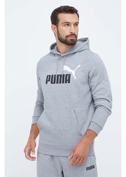 Puma bluza męska kolor szary z kapturem z nadrukiem ze sklepu ANSWEAR.com w kategorii Bluzy męskie - zdjęcie 161442586
