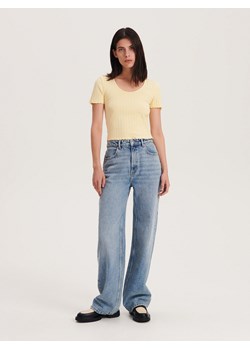 Reserved - T-shirt slim fit - jasnożółty ze sklepu Reserved w kategorii Bluzki damskie - zdjęcie 161444226