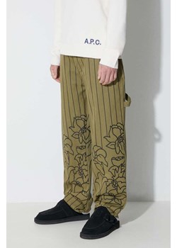 Market spodnie bawełniane kolor zielony proste ze sklepu PRM w kategorii Spodnie męskie - zdjęcie 161450486