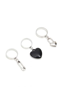 Cropp - 3 pack pierścionków - srebrny ze sklepu Cropp w kategorii Kolczyki - zdjęcie 161463779