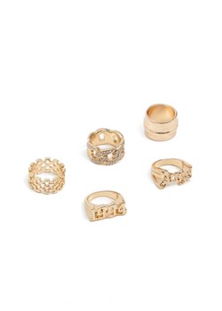 Cropp - 5 pack pierścionków w kolorze złotym - złoty ze sklepu Cropp w kategorii Pierścionki - zdjęcie 161463809