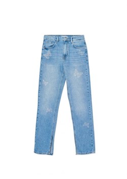Cropp - Jeansy z rozcięciem - niebieski ze sklepu Cropp w kategorii Jeansy damskie - zdjęcie 161467018