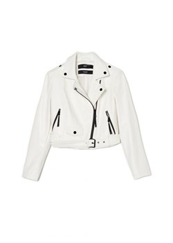 Cropp - Biała kurtka z imitacji skóry - biały ze sklepu Cropp w kategorii Kurtki damskie - zdjęcie 161467455