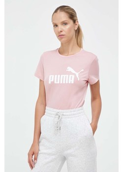 Puma t-shirt bawełniany kolor różowy ze sklepu ANSWEAR.com w kategorii Bluzki damskie - zdjęcie 161474169