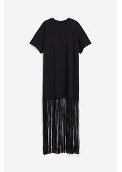 H & M - Sukienka T-shirtowa z frędzlami - Czarny ze sklepu H&M w kategorii Sukienki - zdjęcie 161488395