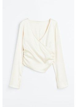 H & M - Satynowa bluzka kopertowa - Beżowy ze sklepu H&M w kategorii Bluzki damskie - zdjęcie 161512725