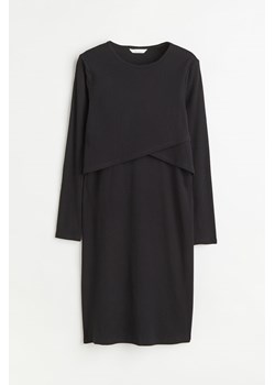 H & M - MAMA Prążkowana sukienka dla karmiącej - Czarny ze sklepu H&M w kategorii Sukienki ciążowe - zdjęcie 161515268