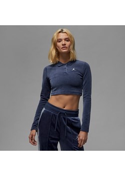 Damska welurowa koszulka z długim rękawem Jordan - Niebieski ze sklepu Nike poland w kategorii Bluzki damskie - zdjęcie 161521677