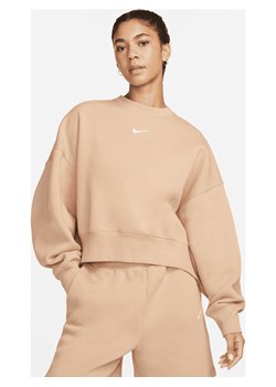 Damska bluza dresowa z półokrągłym dekoltem o dodatkowo powiększonym kroju Nike Sportswear Phoenix Fleece - Brązowy ze sklepu Nike poland w kategorii Bluzy damskie - zdjęcie 161525567