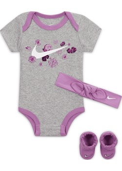 Trzyczęściowy zestaw z body dla niemowląt Nike Floral - Szary ze sklepu Nike poland w kategorii Body niemowlęce - zdjęcie 161527538