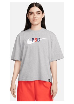 Damski T-shirt piłkarski NikeParis Saint-Germain Swoosh - Szary ze sklepu Nike poland w kategorii Bluzki damskie - zdjęcie 161527539