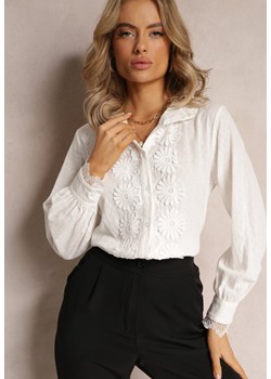 Biała Koszula z Koronką i Kołnierzem Ranamas ze sklepu Renee odzież w kategorii Koszule damskie - zdjęcie 161561595