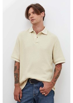 Samsoe Samsoe polo bawełniane kolor beżowy gładki ze sklepu ANSWEAR.com w kategorii T-shirty męskie - zdjęcie 161564839