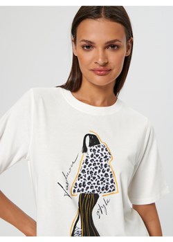 Sinsay - Koszulka z nadrukiem - kremowy ze sklepu Sinsay w kategorii Bluzki damskie - zdjęcie 161571397