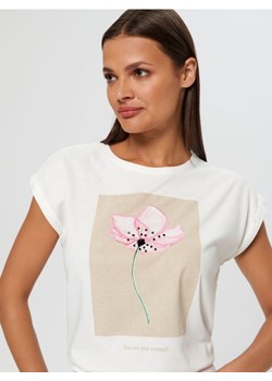 Sinsay - Koszulka z nadrukiem - kremowy ze sklepu Sinsay w kategorii Bluzki damskie - zdjęcie 161571449