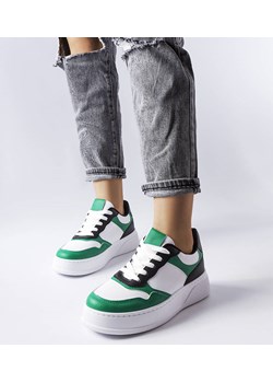 Biało-zielone buty na grubszej podeszwie Baron ze sklepu gemre w kategorii Buty sportowe damskie - zdjęcie 161573865