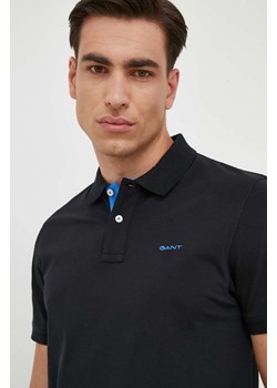 Gant polo męski kolor czarny gładki ze sklepu ANSWEAR.com w kategorii T-shirty męskie - zdjęcie 161583756