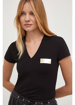 Armani Exchange t-shirt damski kolor czarny ze sklepu ANSWEAR.com w kategorii Bluzki damskie - zdjęcie 161583909