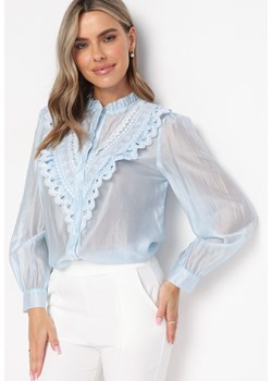 Niebieska Koszula z Koronką Walaa ze sklepu Born2be Odzież w kategorii Koszule damskie - zdjęcie 161603377