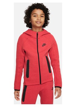 Rozpinana bluza z kapturem dla dużych dzieci (chłopców) Nike Sportswear Tech Fleece - Czerwony ze sklepu Nike poland w kategorii Bluzy chłopięce - zdjęcie 161610175