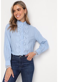 Niebieska Koszula z Koronką Abbissa ze sklepu Born2be Odzież w kategorii Koszule damskie - zdjęcie 161638876