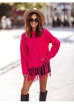 Sweter Avallia Amarantowy ze sklepu Lisa Mayo w kategorii Swetry damskie - zdjęcie 161643609