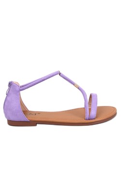 Sandałki damskie zamszowe Leehom Purple fioletowe ze sklepu ButyModne.pl w kategorii Sandały damskie - zdjęcie 161648865