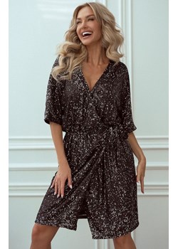SHINE Czarna wieczorowa sukienka cekinowa midi, Kolor czarny, Rozmiar M/L, PRIMODO ze sklepu Primodo w kategorii Sukienki - zdjęcie 161650719