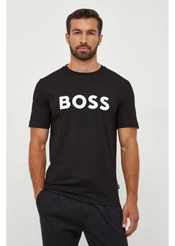 BOSS t-shirt bawełniany kolor czarny z nadrukiem 50495742 ze sklepu ANSWEAR.com w kategorii T-shirty męskie - zdjęcie 161654967