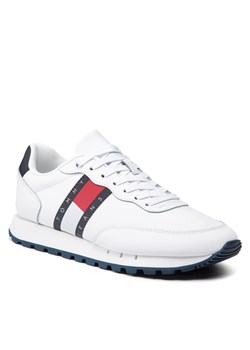 Sneakersy Tommy Jeans Leather Runner EM0EM00898 White YBR ze sklepu eobuwie.pl w kategorii Buty sportowe męskie - zdjęcie 161655499