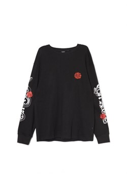 Cropp - Czarny t-shirt longsleeve z różami - czarny ze sklepu Cropp w kategorii T-shirty męskie - zdjęcie 161662179