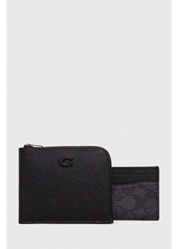 Coach portfel i etui na karty skórzane kolor czarny ze sklepu ANSWEAR.com w kategorii Portfele męskie - zdjęcie 161668108