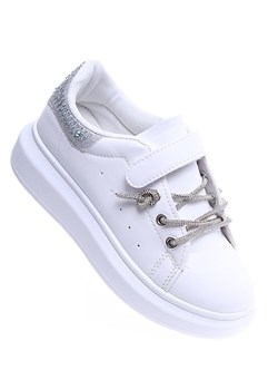 Białe dziewczęce sneakersy na platformie /A7-2 14751 T513/ ze sklepu Pantofelek24.pl w kategorii Trampki dziecięce - zdjęcie 161670426