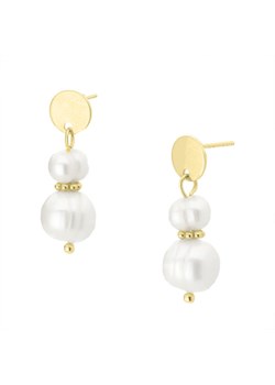 Eleganckie pozłacane perłowe kolczyki na sztyftach ze sklepu manoki.pl w kategorii Kolczyki - zdjęcie 161670757