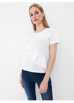 Mohito - T-shirt z falbaną - biały ze sklepu Mohito w kategorii Bluzki damskie - zdjęcie 161680635